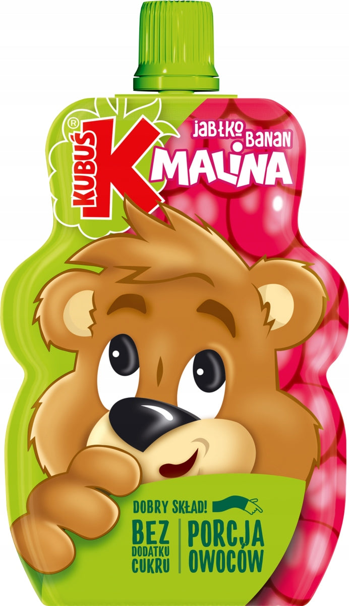 Kubuś Fruit mousse raspberry apple banana 12x100g Packaging status original