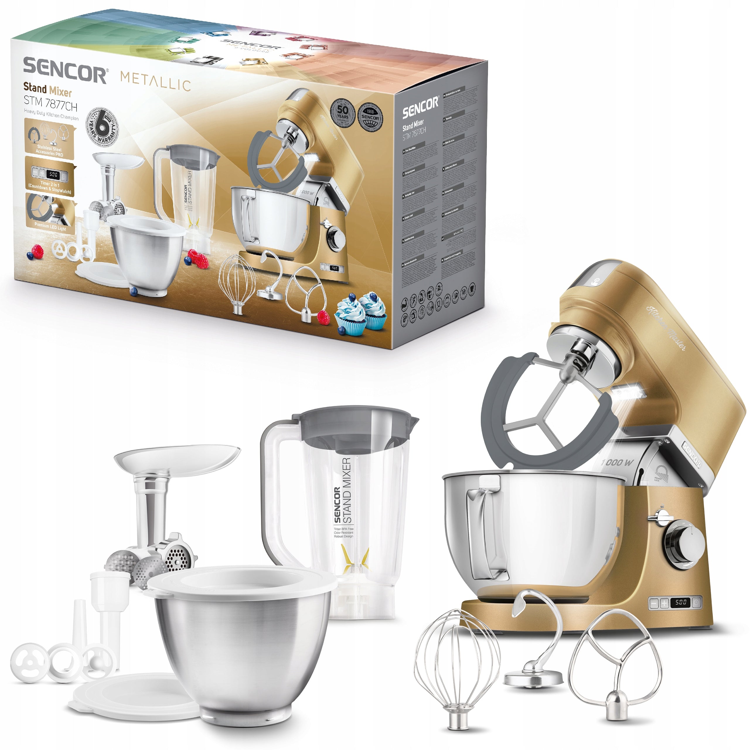 Kuchyňský robot Sencor STM 7877CH 1000 W žlutý/zlatý