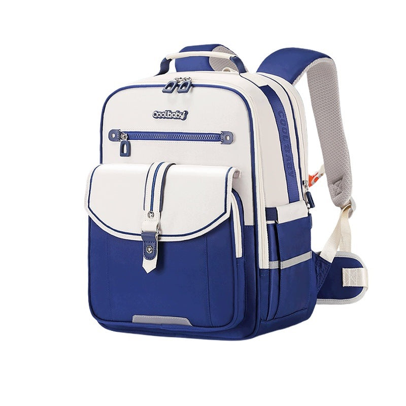 Kuer Baby New School Backpack For Girls 3-6 Class Blue With White