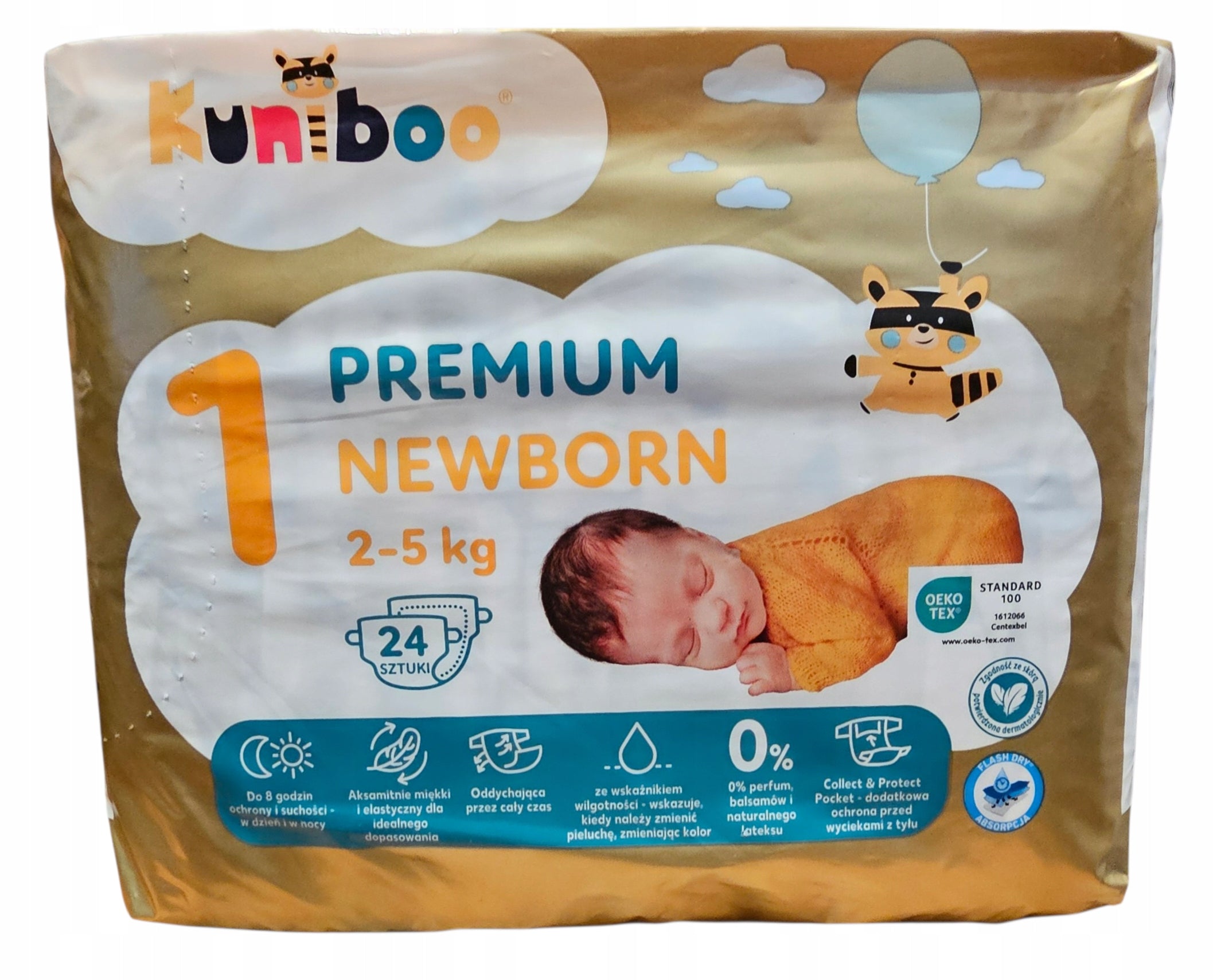 Kuniboo Premium Diapers Size 1 2-5 kg. 48 pcs. Packaging status original