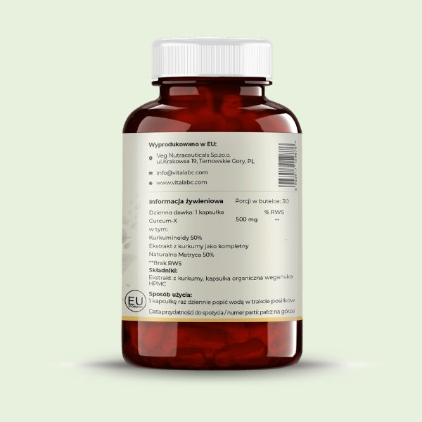 Kurkumina Curcum-X 500 mg wegańska formuła bez piperyny 30 kapsułek Brand no brand