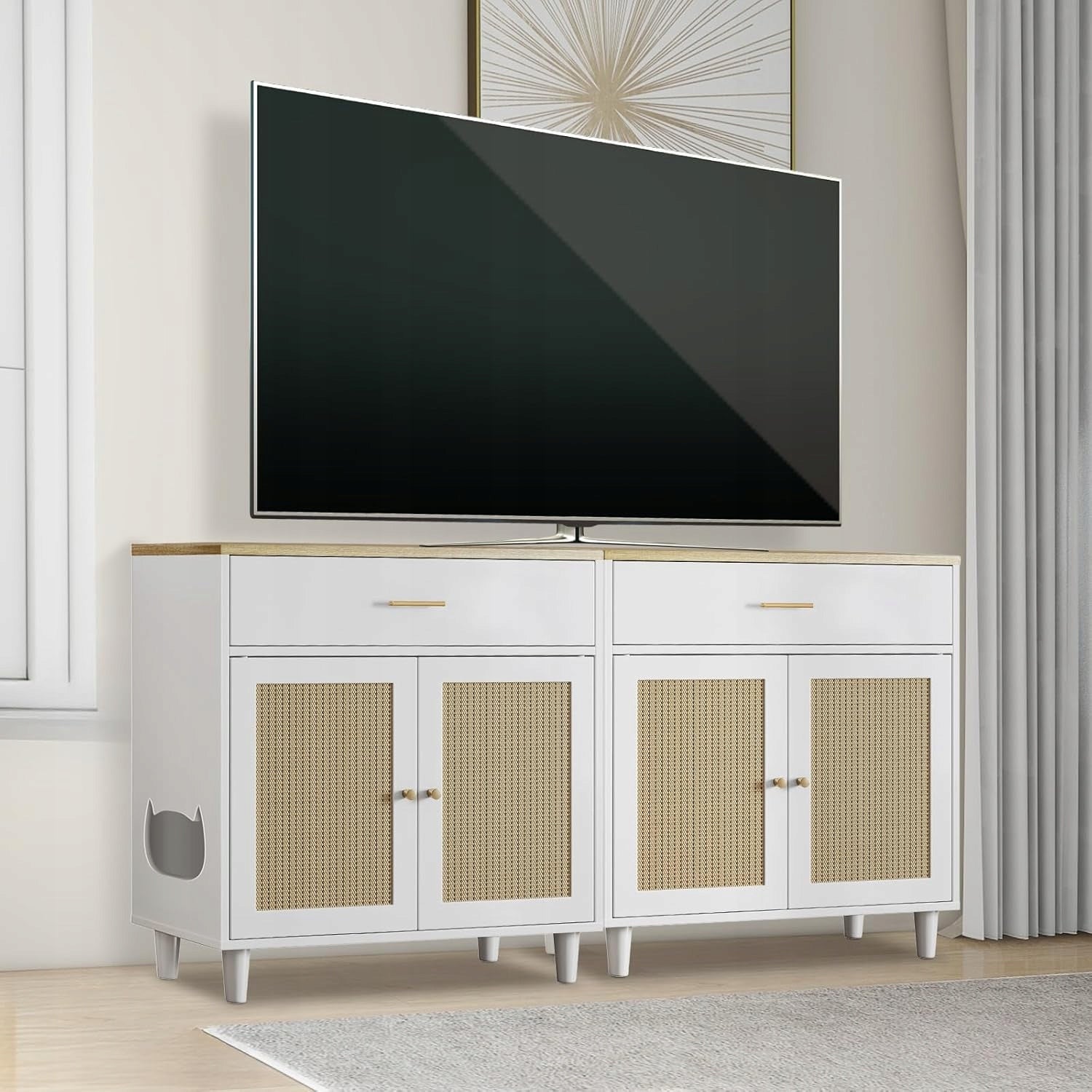 Kuweta dla kota szafka narożna drapak drzwiczki szuflada do przechowywania Product width 40 cm