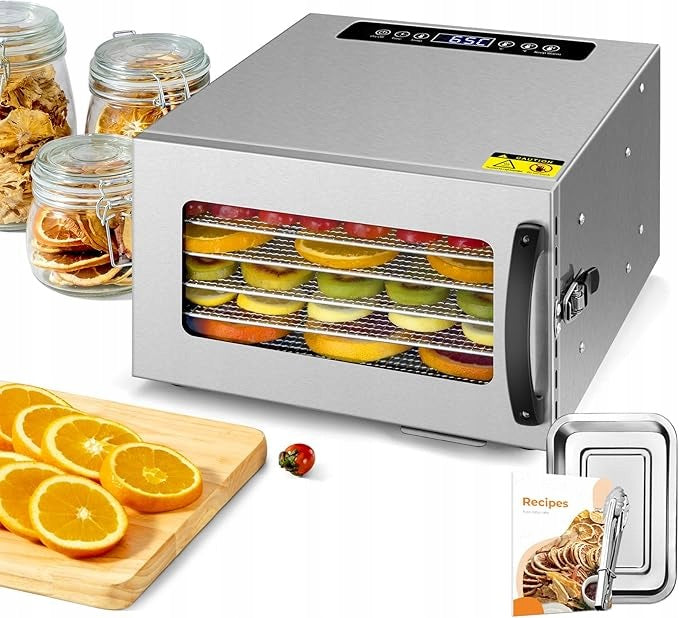 Kwasyo Food Dryer - 6 Levels Stainless Steel 30-90°C Timer 24H