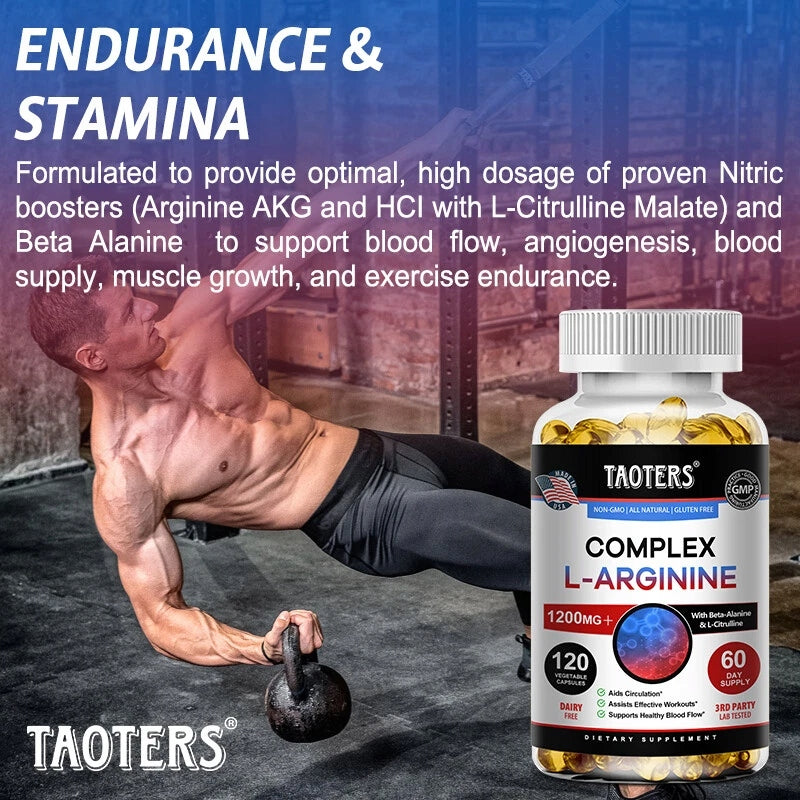 L-ARGININA 1200 mg nitric oxide tablets to support kapsu muscle growth Packaging status original
