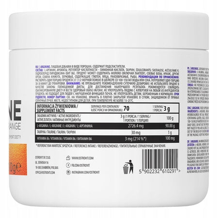 L-ARGININE TAURINE OSTROVIT ARGININE 210 G ORANGE Brand OstroVit