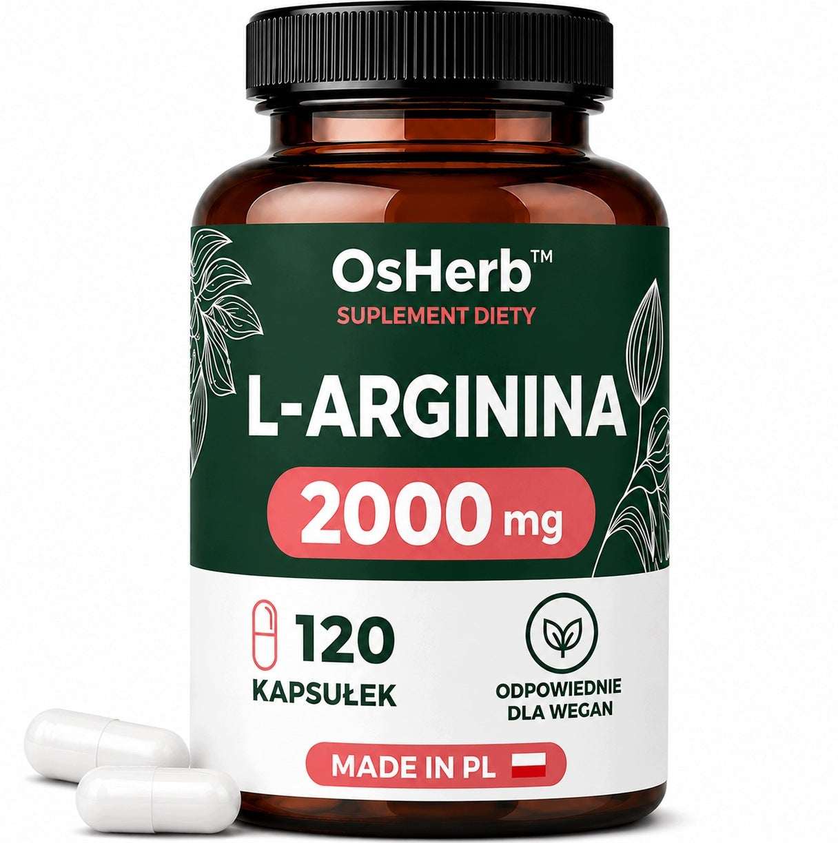 L-Arginine 2000 mg 120 capsules vegan amino acid L-Arginine | Osherb