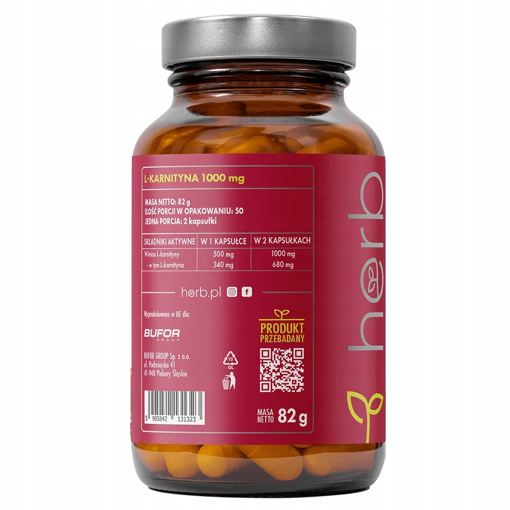 L-CARNITINE 1000mg HERB 100vcaps METABOLISM SLIMMING REDUCTION Manufacturer code 0000013186