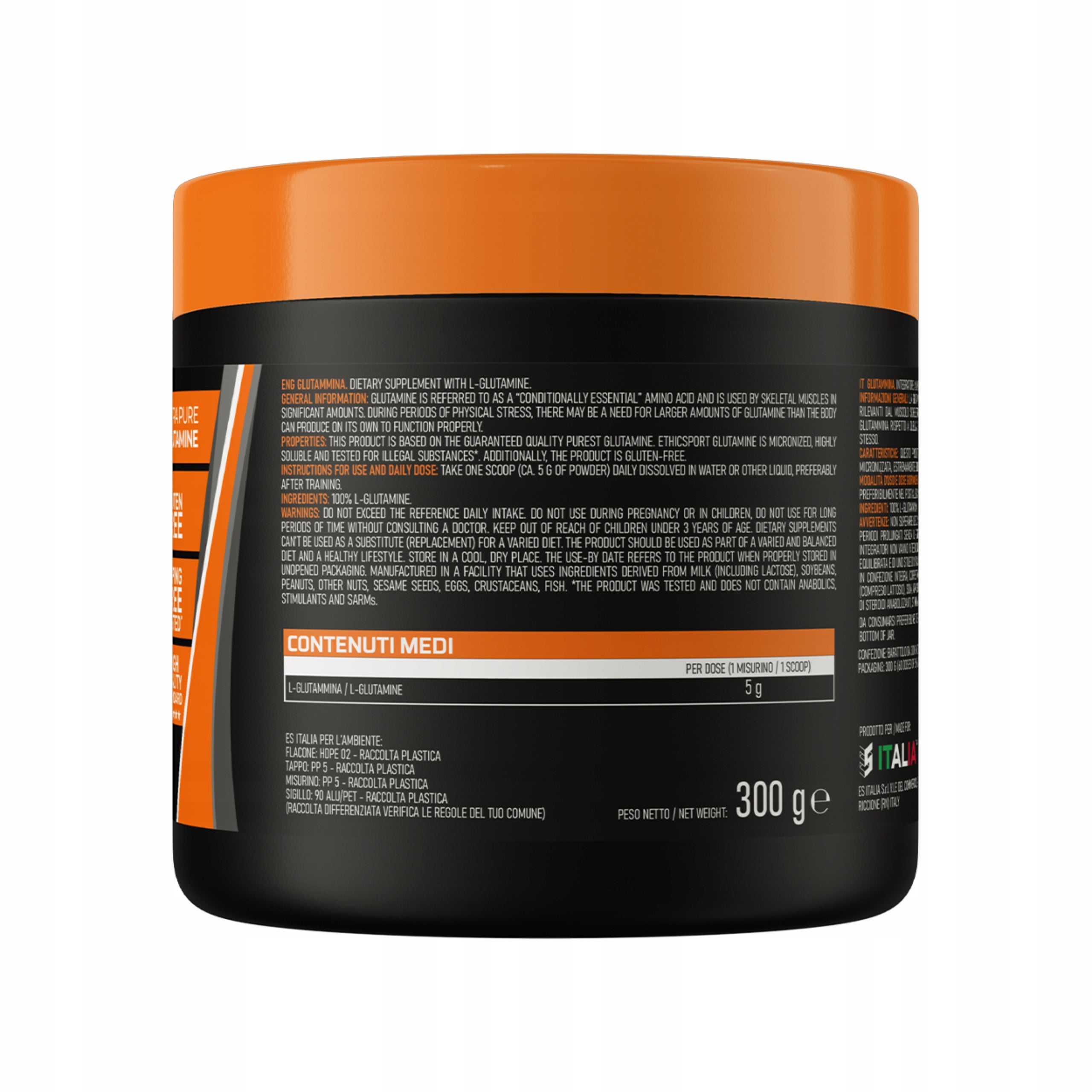 L-GLUTAMINE ETHICSPORT PURE L-GLUTAMINE REGENERATION 300G 60 SERVINGS AMINO Expiration date not specified