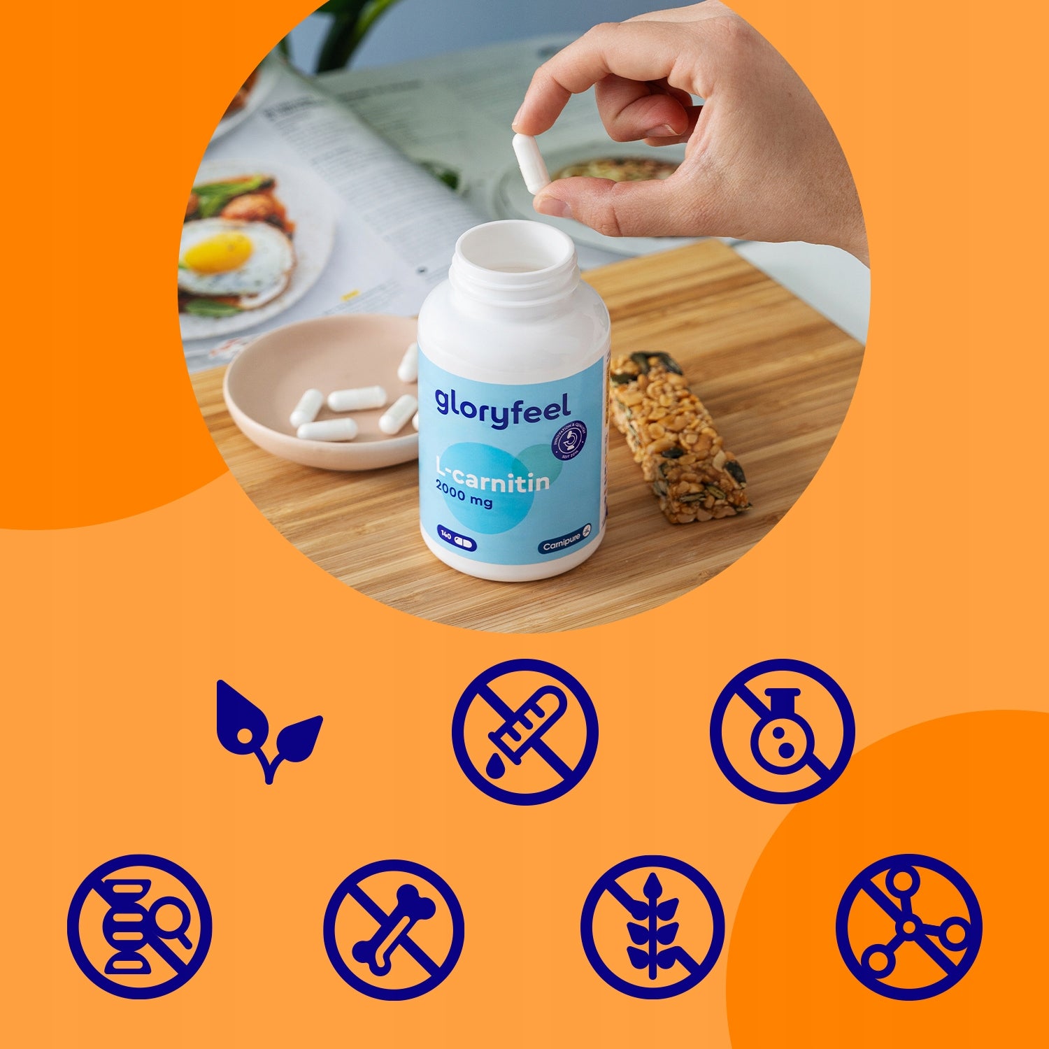 L-KARNITYNA 2000 MG 140 kaps SPALACZ REDUKCJA ODCHUDZANIE gloryfeel Form capsules