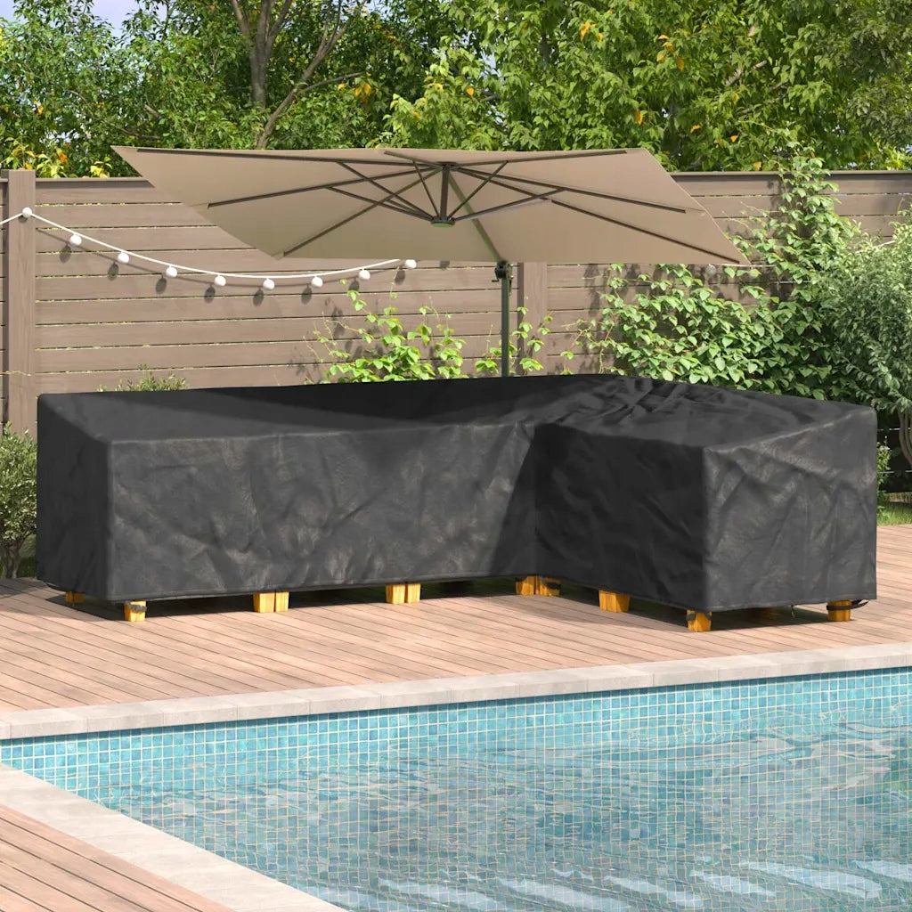 L-Shaped Protective Cover for Outdoor Furniture, Black, Waterproof, U Manufacturer VidaXL