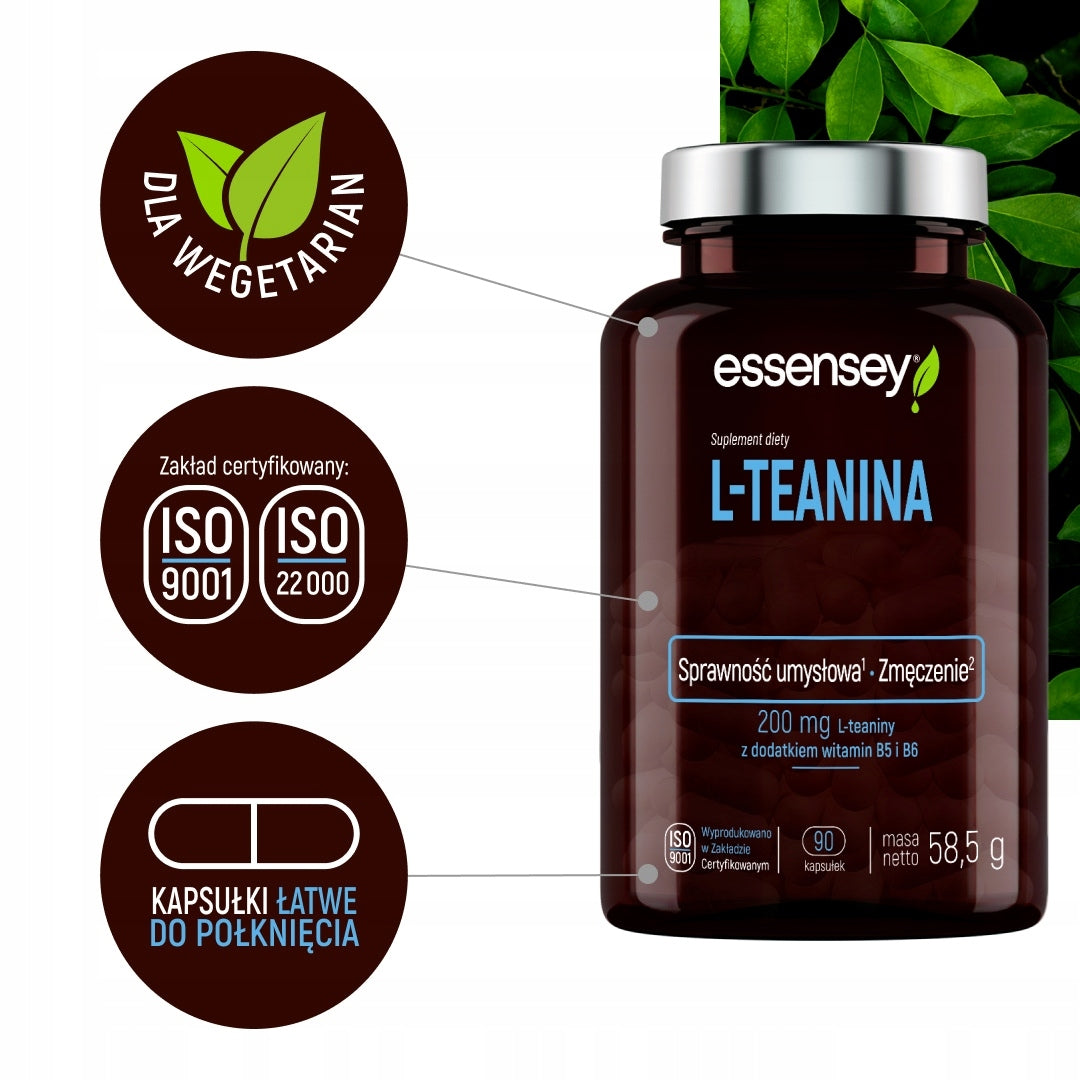 L-THEANINE 98% Strong Extract 90 Days Nerve Fatigue Mind + Vitamin B5, B6 Packaging status original