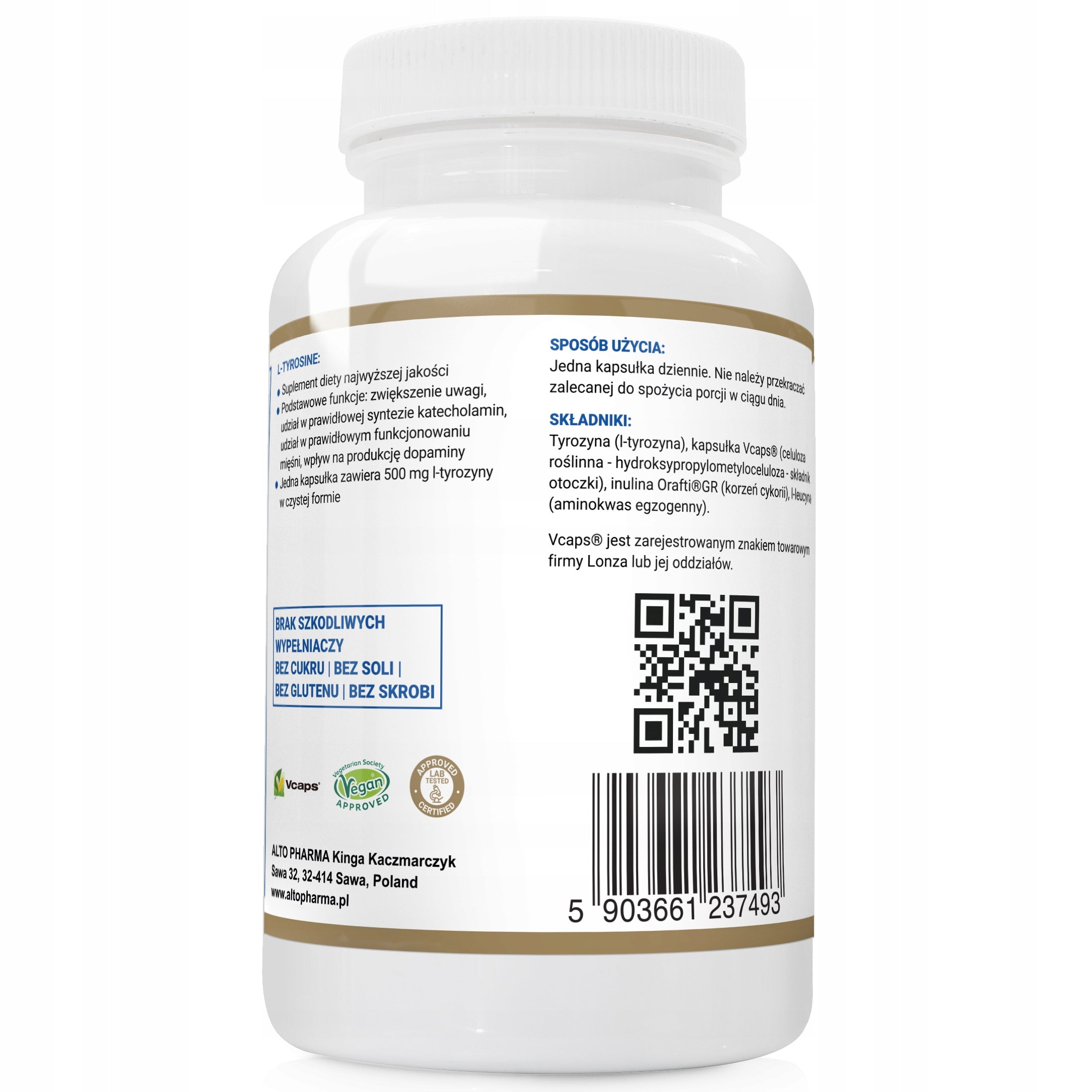 L-TYROSINE 500mg MEMORY CONCENTRATION Stress resistance Alto Pharma 120caps EAN (GTIN) 5903661237493