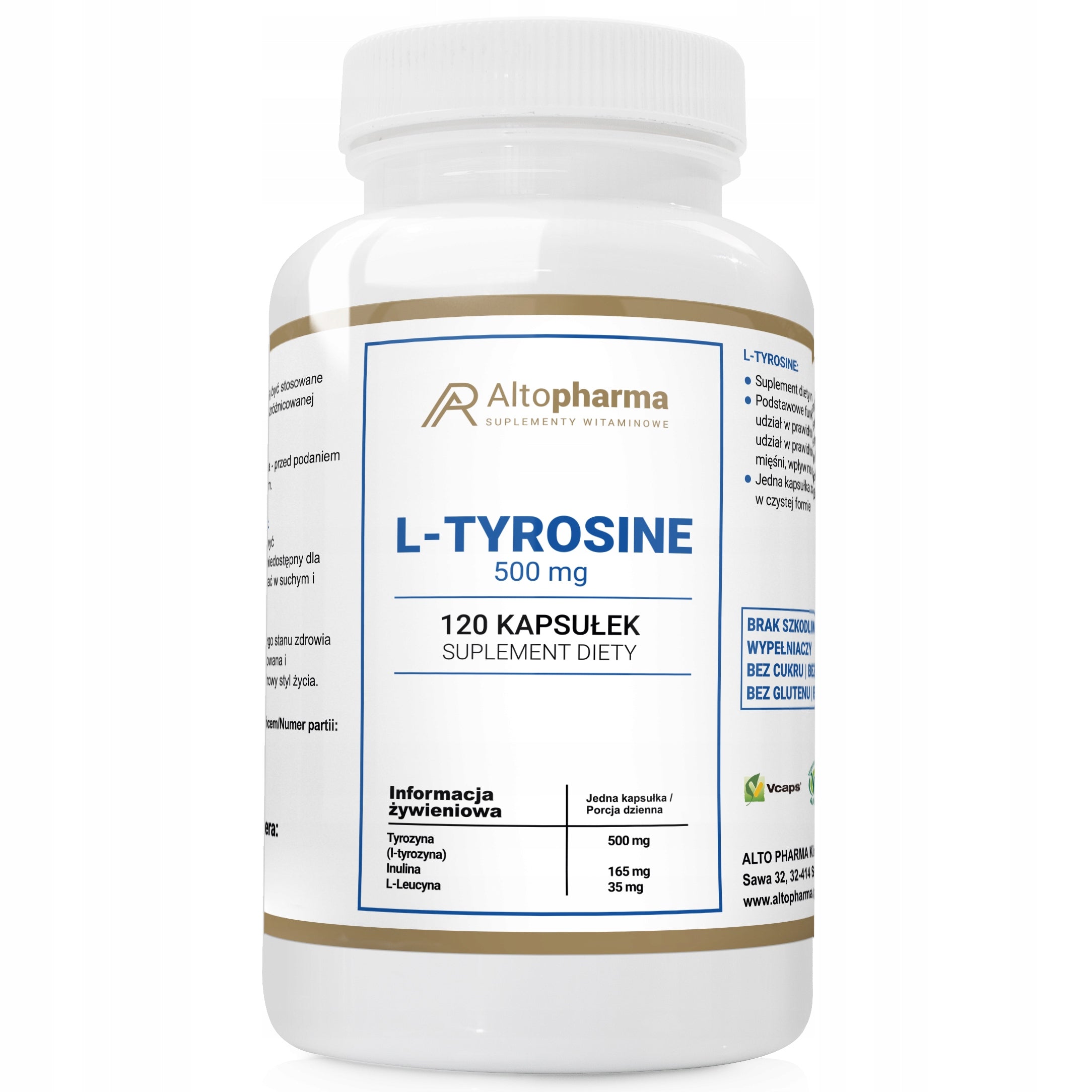 L-TYROSINE 500mg MEMORY CONCENTRATION Stress resistance Alto Pharma 120caps