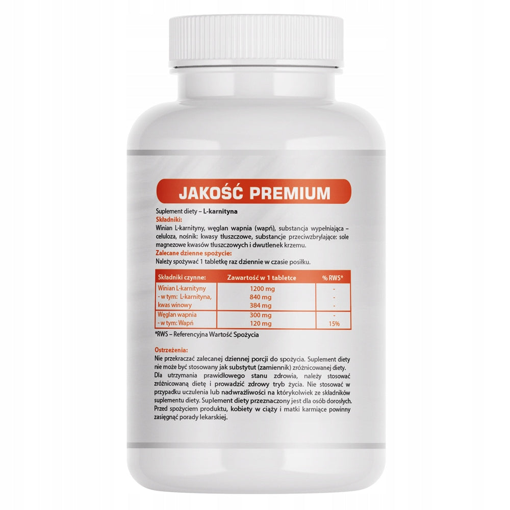 L-carnitine - 840 mg - Supports, slimming, increases energy levels Manufacturer code l-karnityna 60 tabletek