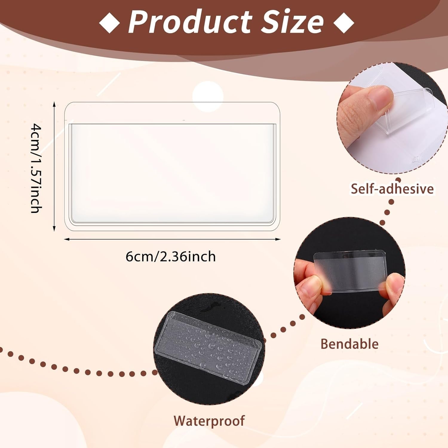 LABEL HOLDER 100 PIECES SELF-ADHESIVE TRANSPARENT PLASTIC POCKETS Brand no brand