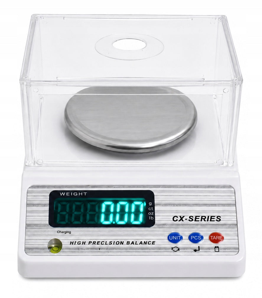 LABORATORY SCALE PRECISE ANALYTICAL JEWELERY 1000g /0,01g WITH COVER Manufacturer code Laboratoryjna CX-BA 1000g/0,01g