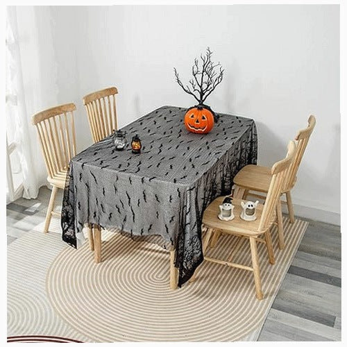 LACE TABLECLOTH BLACK HALLOWEEN PARTY DECORATION FOR BIRTHDAY