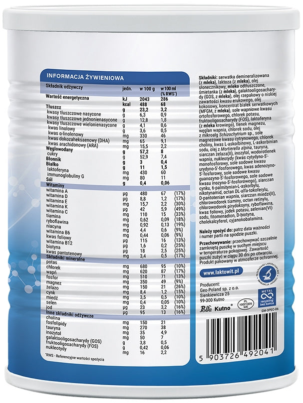 LAKTOWIT LACTOFERRIN + MFGM 3 - MILK AFTER 12 MONTHS 850G Medical device no