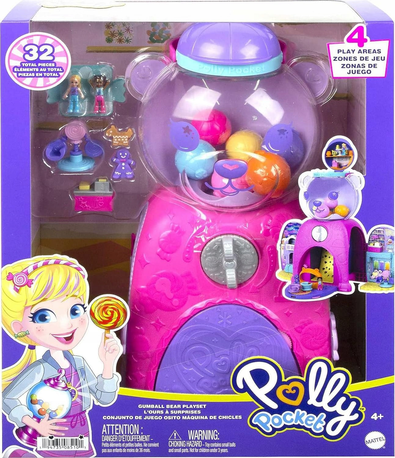 Žaislų rinkinys su lėlėmis Polly Pocket Gumball Bear