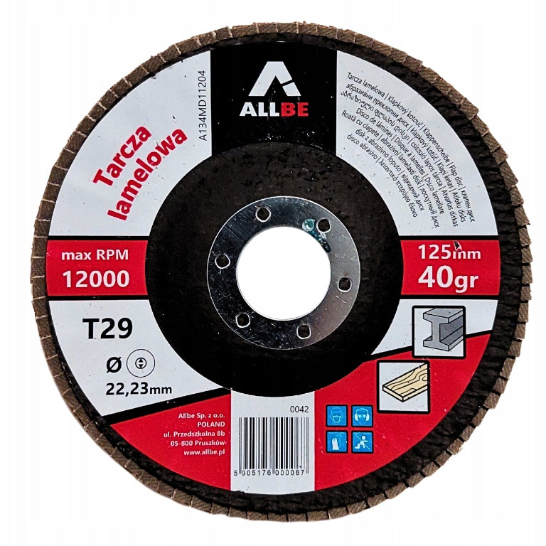 LAMELLA DISC 125 LAMELLA FOR GRINDING WOOD METAL P40 20PCS Brand Allbe