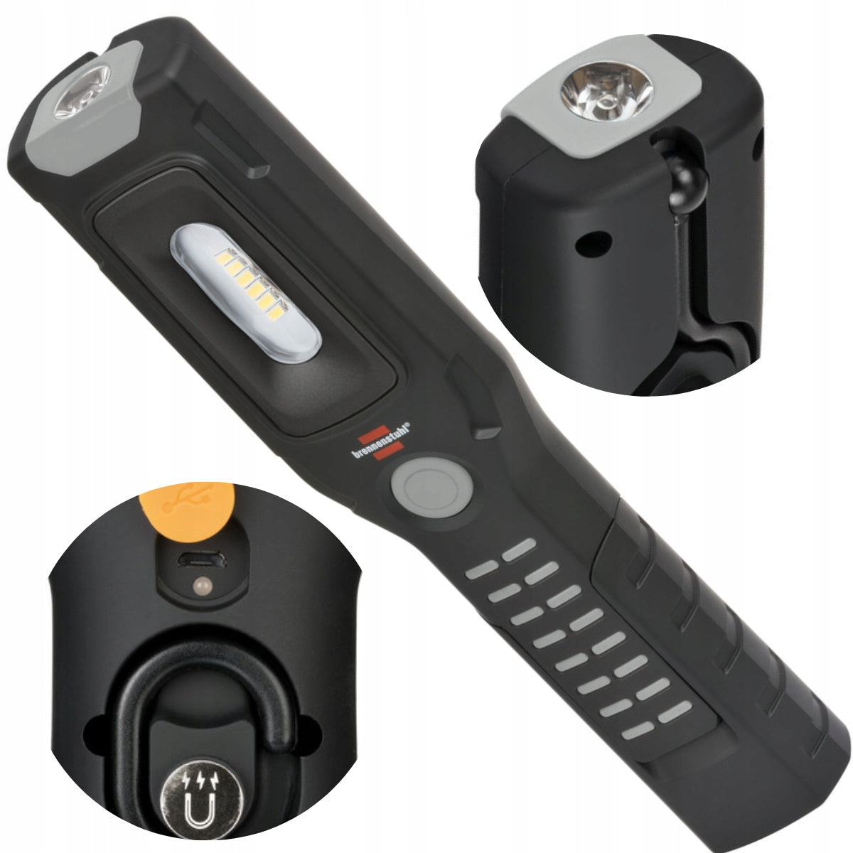 „Brennenstuhl“ nešiojama LED lempa su baterija ir USB kabeliu IP54, 500lm + 120lm