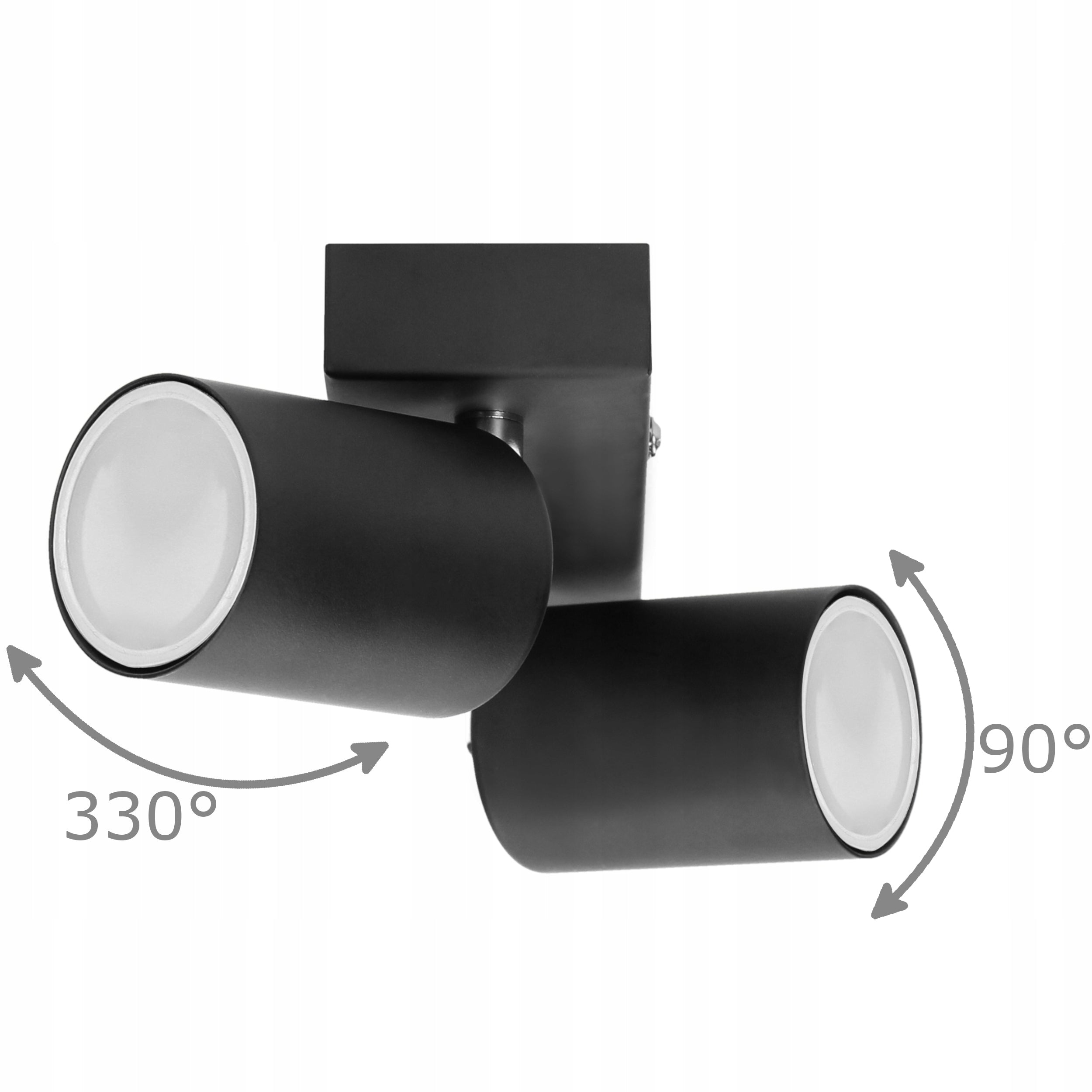 Sieninis ir lubinis šviestuvas, maks. 2x50W, IP20, juoda
