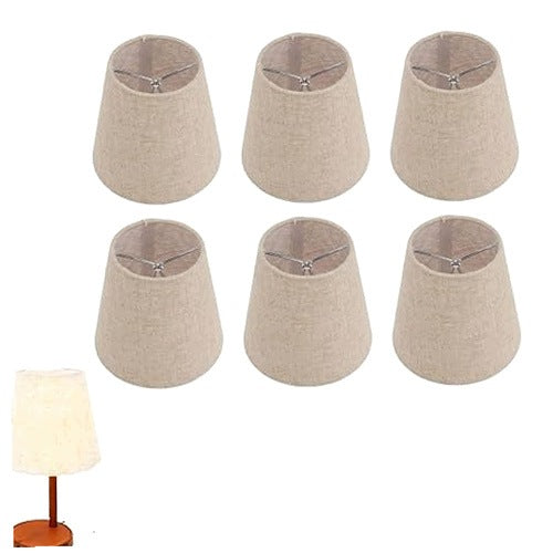 LAMPSHADES LINEN FABRIC BEIGE CLIP BULB E14 SET OF 6 PCS METAL