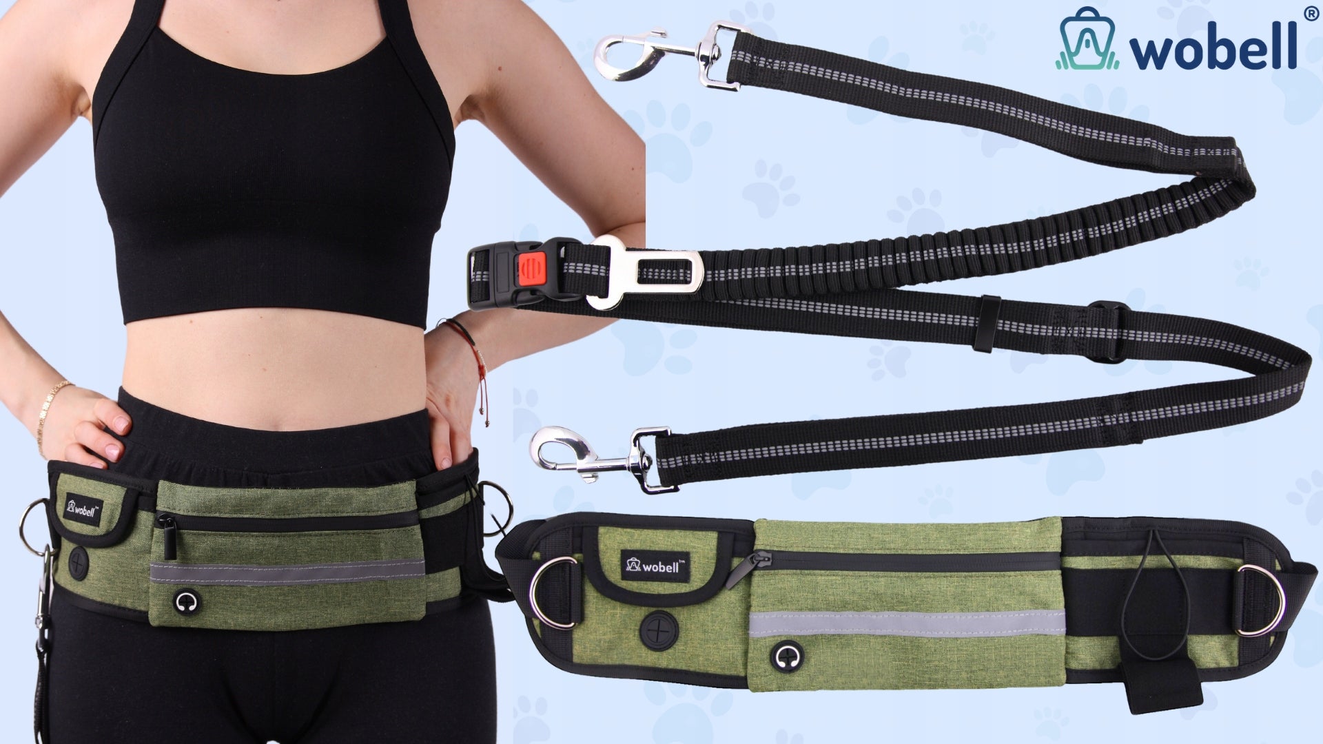 LANYARD HIP BELT KIDNEY for Dog SPORTS ADJUSTABLE SHOCK ABSORBER STRONG 50kg Brand Wobell