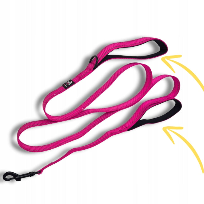 LANYARD for dog CITY reflective DOUBLE HANDLE RICO 1,8m STRONG FUCHSIA 2,0 Manufacturer code 5906555652815