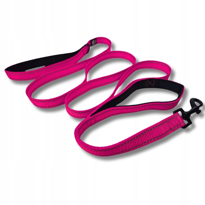 LANYARD for dog CITY reflective DOUBLE HANDLE RICO 1,8m STRONG FUCHSIA 2,0 Maximum leash length 1.8 m