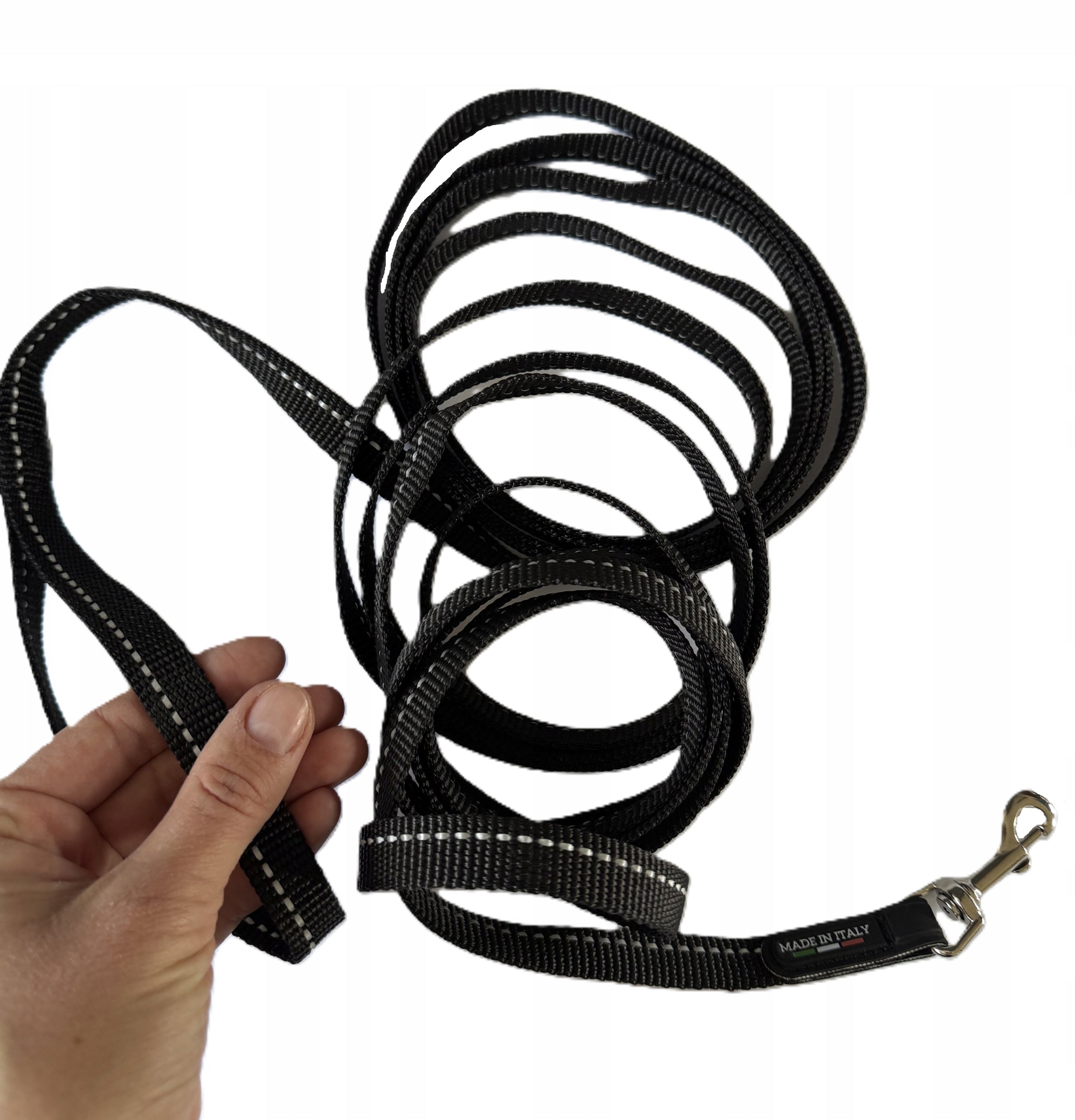 LANYARD for small dog TRE PONTI Black with reflective VERY LONG 5m Brand Tre Ponti