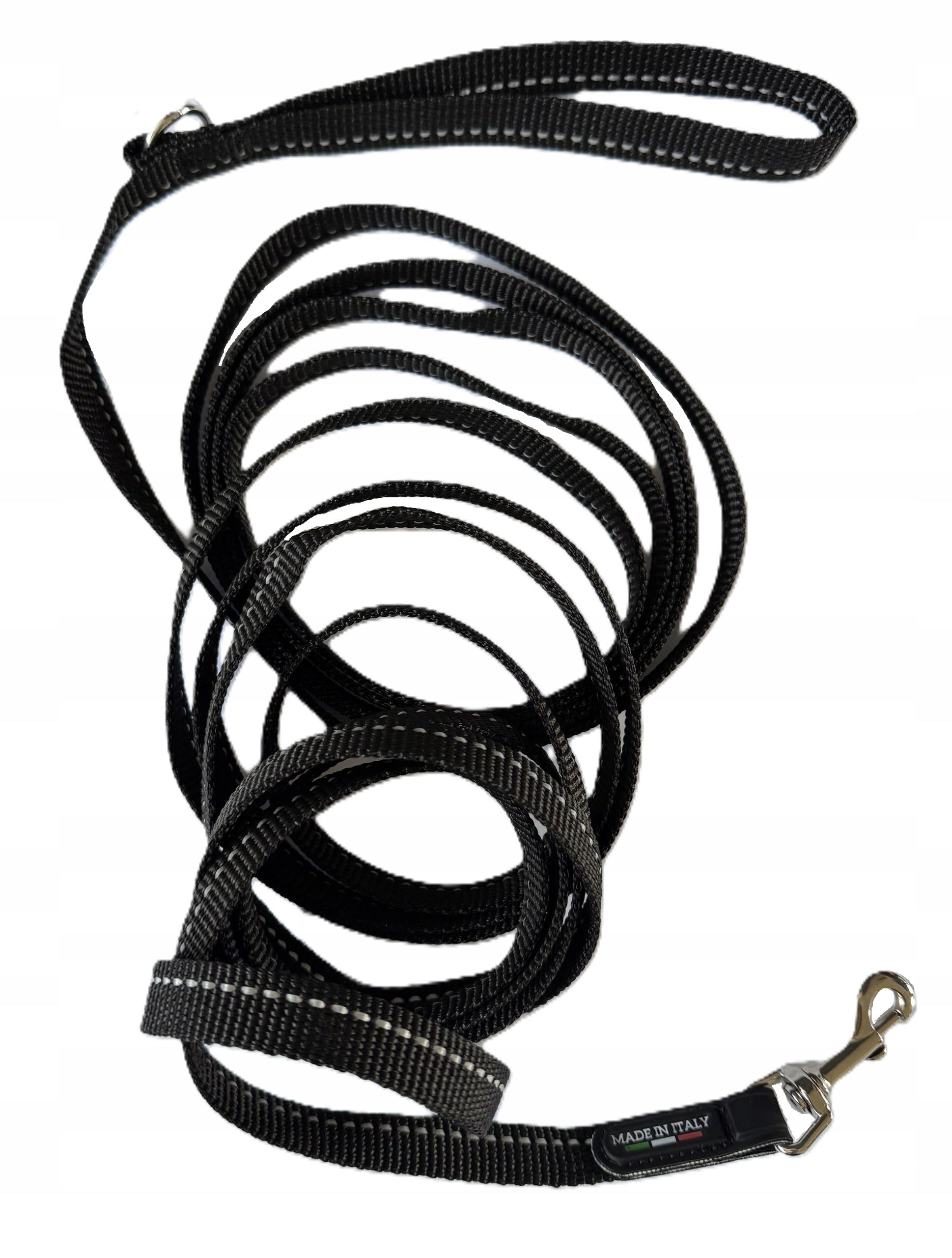 LANYARD for small dog TRE PONTI Black with reflective VERY LONG 5m Color black