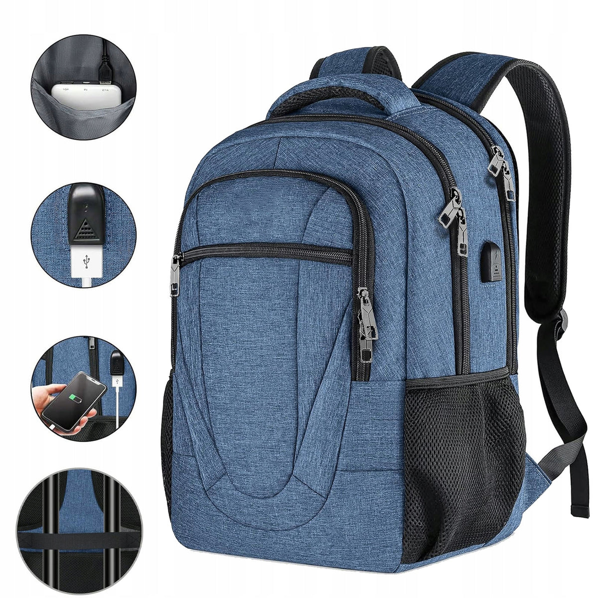 LAPTOP BACKPACK 17.3 INCH BUSINESS TRAVEL BAG FOR COMPUTER BLUE Packaging status original