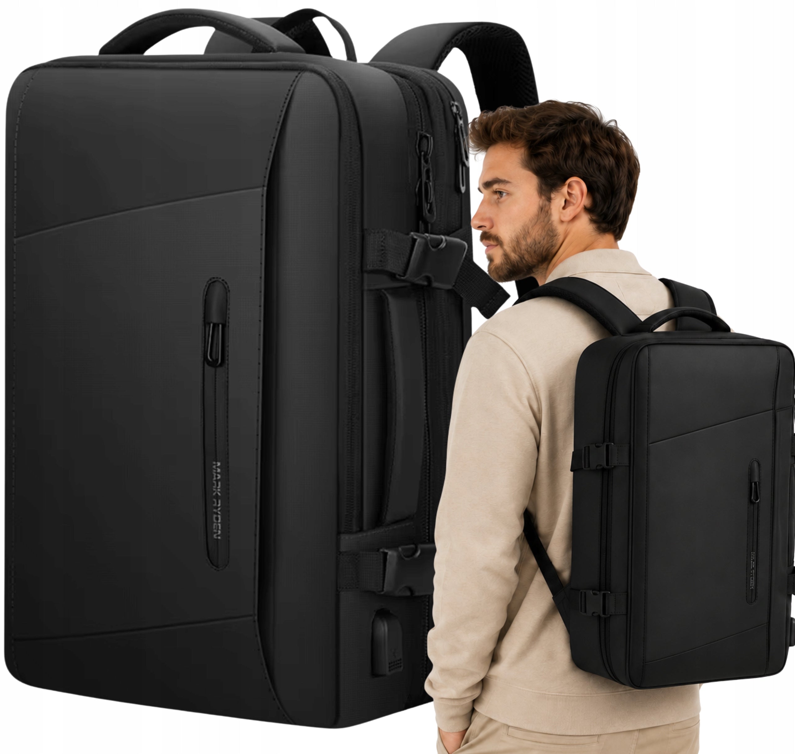 LAPTOP BACKPACK 17" USB BLACK BUSINESS FOR URBAN WORK MARK RYDEN