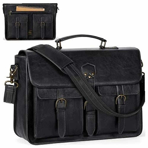 LAPTOP BAG 15.6 INCH LEATHER VINTAGE CROSSBODY BROWN for Home