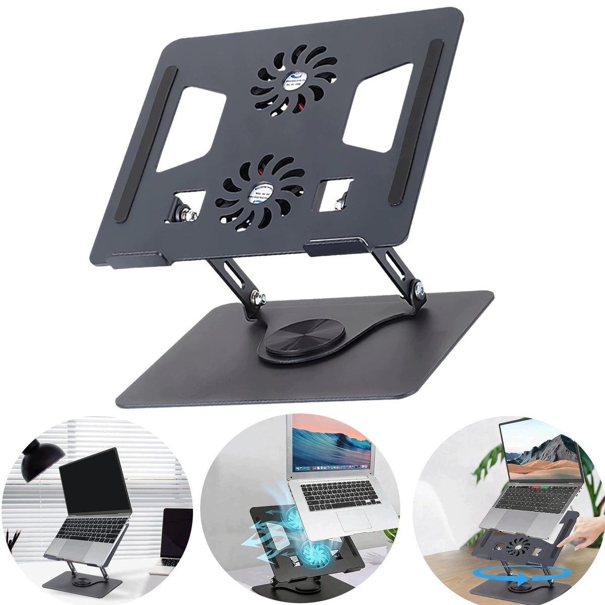 LAPTOP STAND WITH COOLING FAN ROTARY STAND