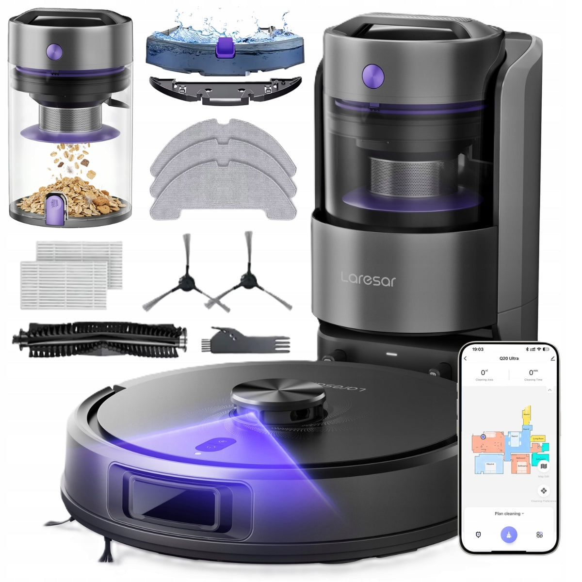 LARESAR L30 Robot Cleaning Mopping Navigation LiDAR 10Kpa 180min STATION