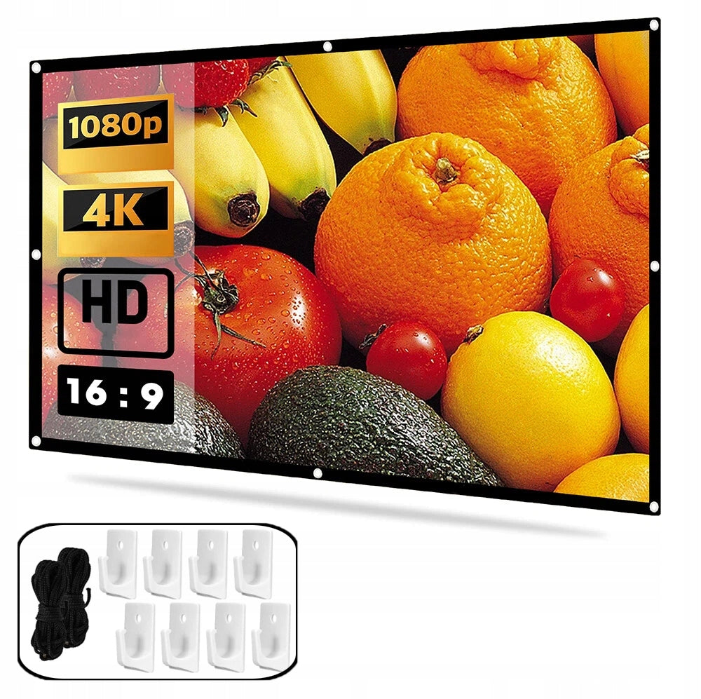 LARGE 100'' HD 16:9 PREMIUM WALL PROJECTION SCREEN