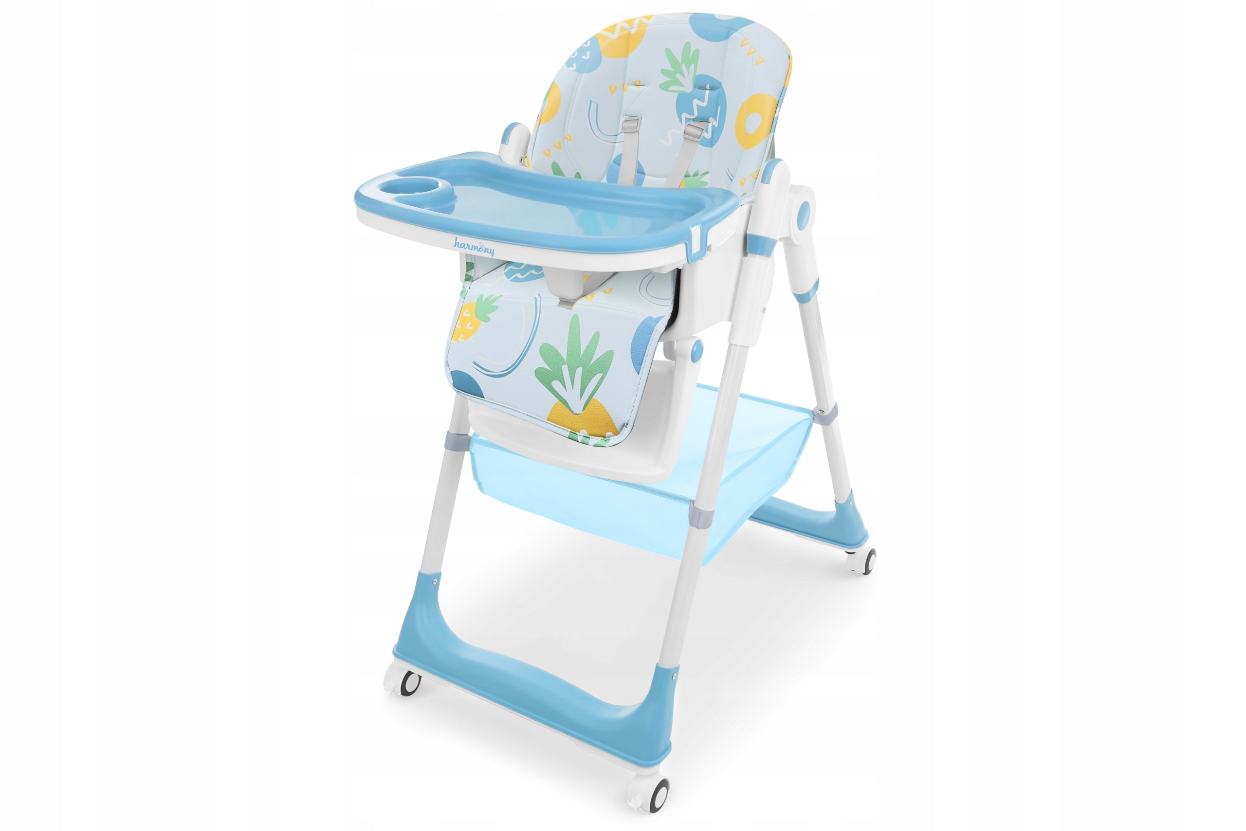 LARGE 5IN1 FOLDING HIGH CHAIR WITH BLUE LOWERING FUNCTION Color blue