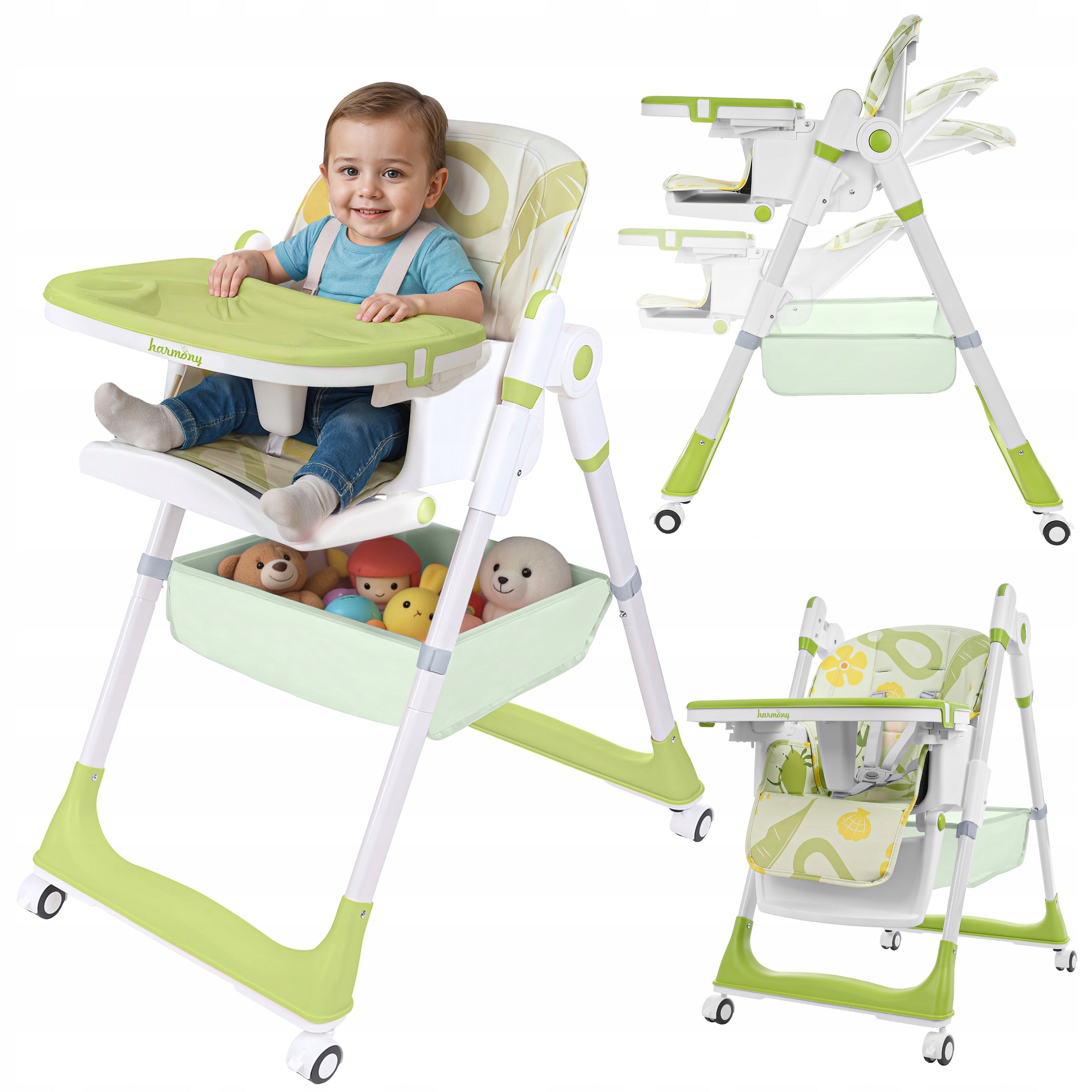 LARGE 5IN1 FOLDING HIGH CHAIR WITH OLIVE LOWERING FUNCTION