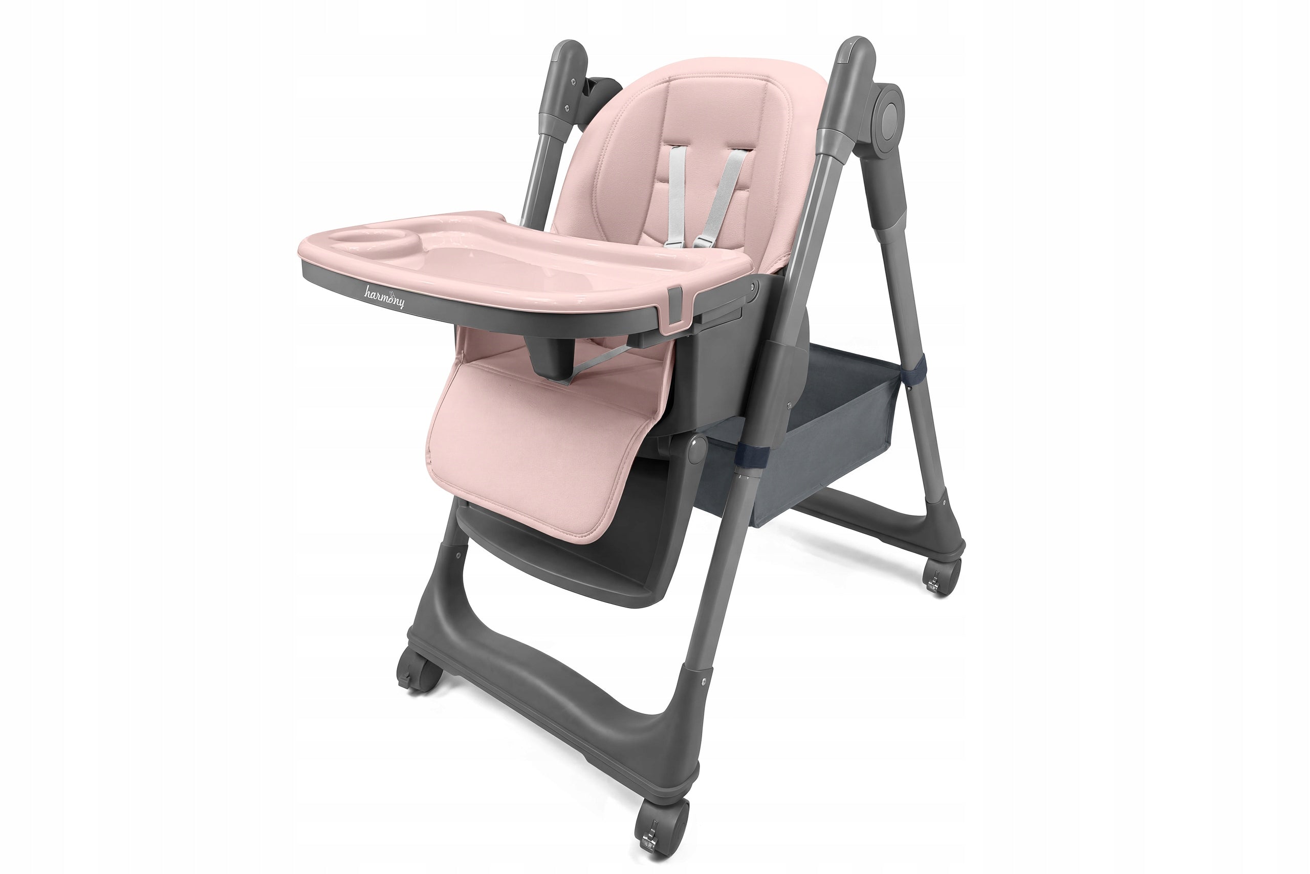 LARGE 5IN1 FOLDING HIGH CHAIR WITH PINK LOWERING FUNCTION Color pink