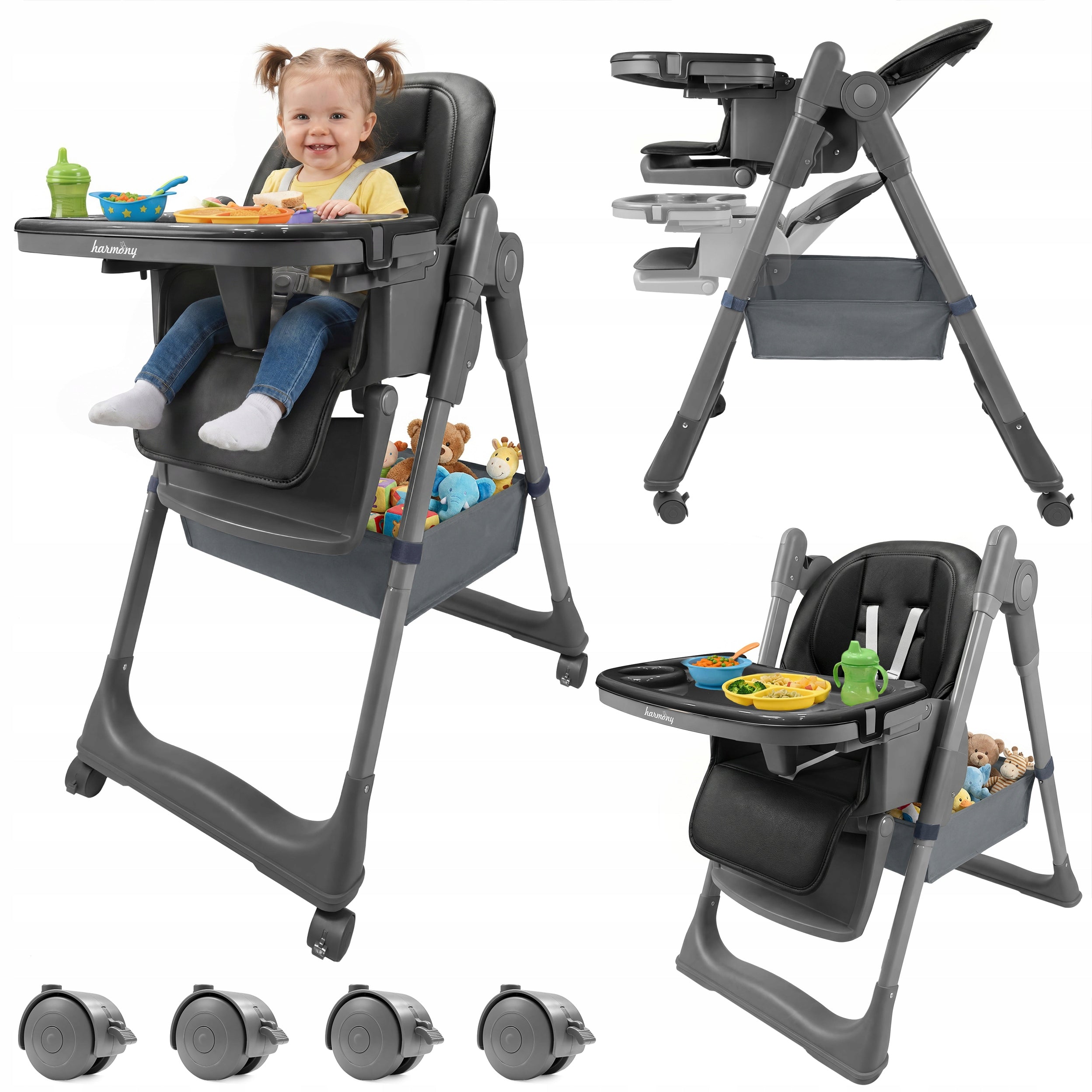 LARGE 5IN1 FOLDING HIGHCHAIR WITH LOWERING FUNCTION BLACK