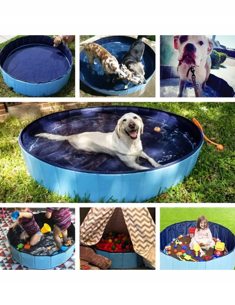 LARGE ANIMAL DOG POOL CHILDREN GARDEN 160cm XXXL FOLDING STRONG Height 30 cm