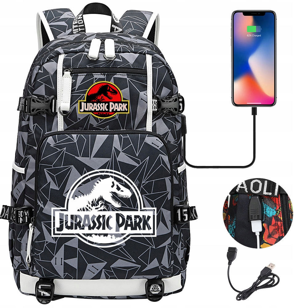 LARGE BACKPACK JURASSIC PARK WORLD WATERPROOF PATTERNS NEW