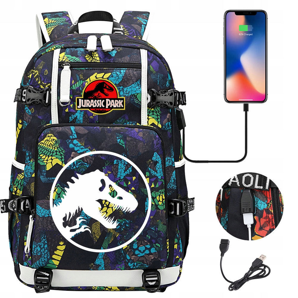 LARGE BACKPACK JURASSIC PARK WORLD WATERPROOF PATTERNS NEW