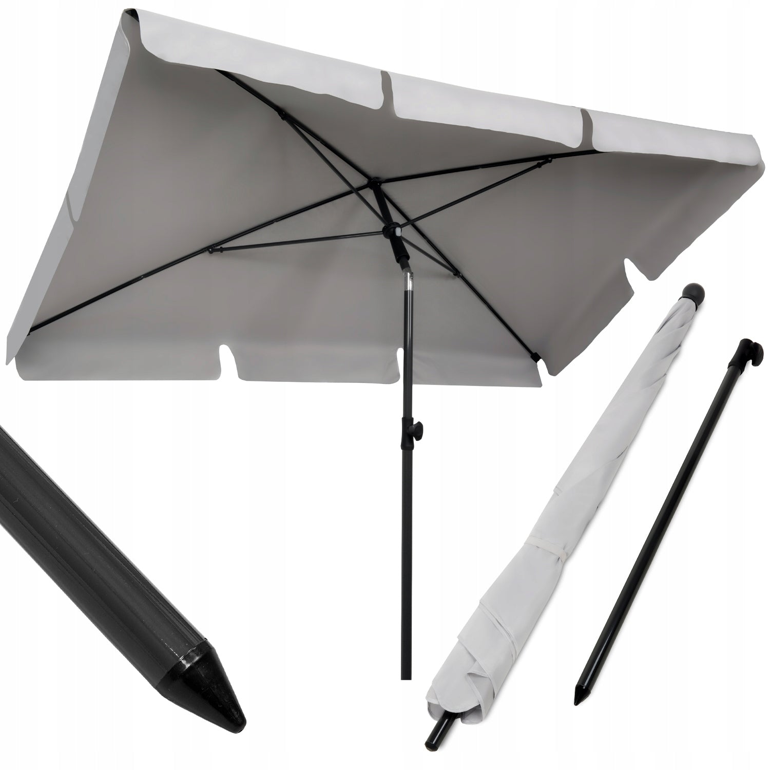 LARGE BALCONY UMBRELLA RECTANGULAR FOR BALCONY BROKEN GARDEN UV 200x130cm