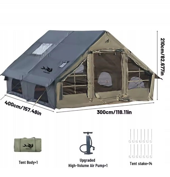 LARGE CAMPING TENT INFLATABLE 6-8 PERSON SET 12m2 400x300cm