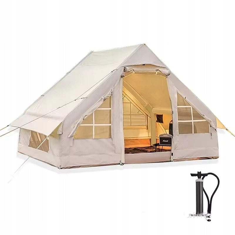 LARGE CAMPING TENT PUMPED 4 PERSON INFLATABLE PUMP 6.3m2 300x210CM