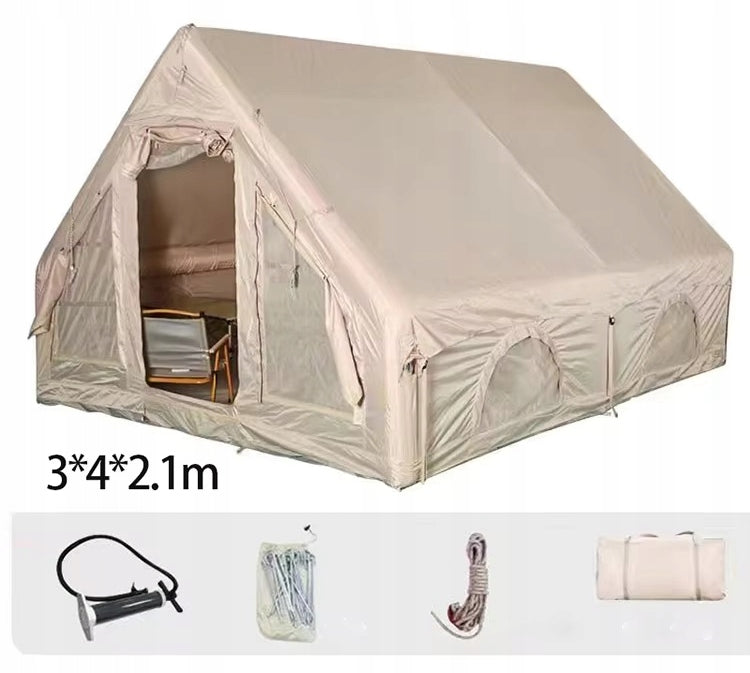 LARGE CAMPING TENT PUMPED 8 PERSON INFLATABLE PUMP 12m2 400x300cm Color beige