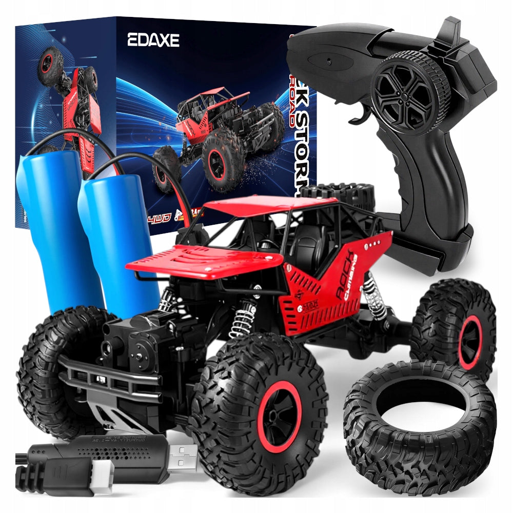 LARGE CAR REMOTE CONTROLLED AUTO RC METAL OFF-ROAD 4X4 + 2 BATTERIES